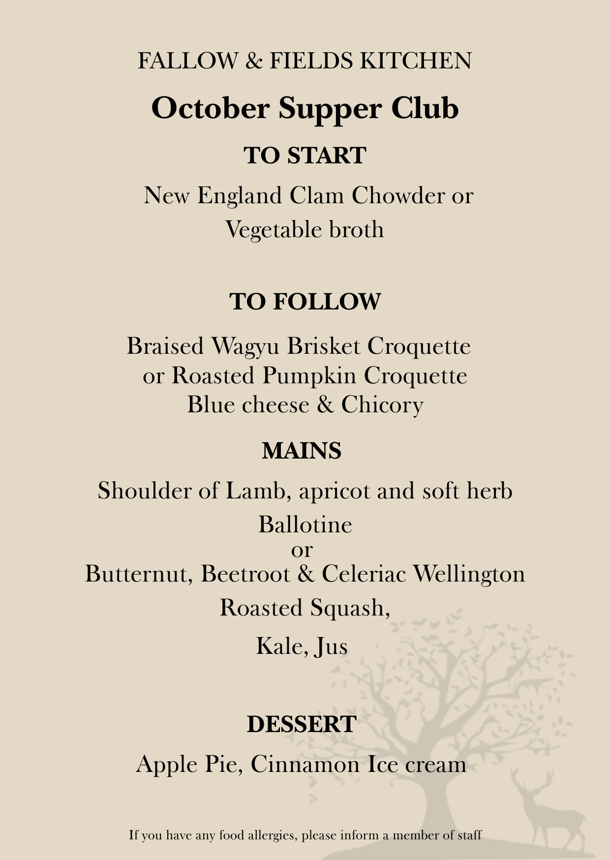 SUPPER CLUB MEAL TICKETS